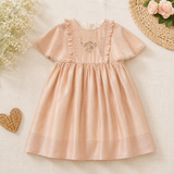 Short Sleeve Embroidery Dress – Elegant & Komfort – Boutique-Mädchenkleid