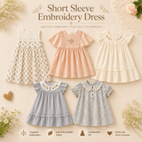Short Sleeve Embroidery Dress – Elegant & Komfort – Boutique-Mädchenkleid