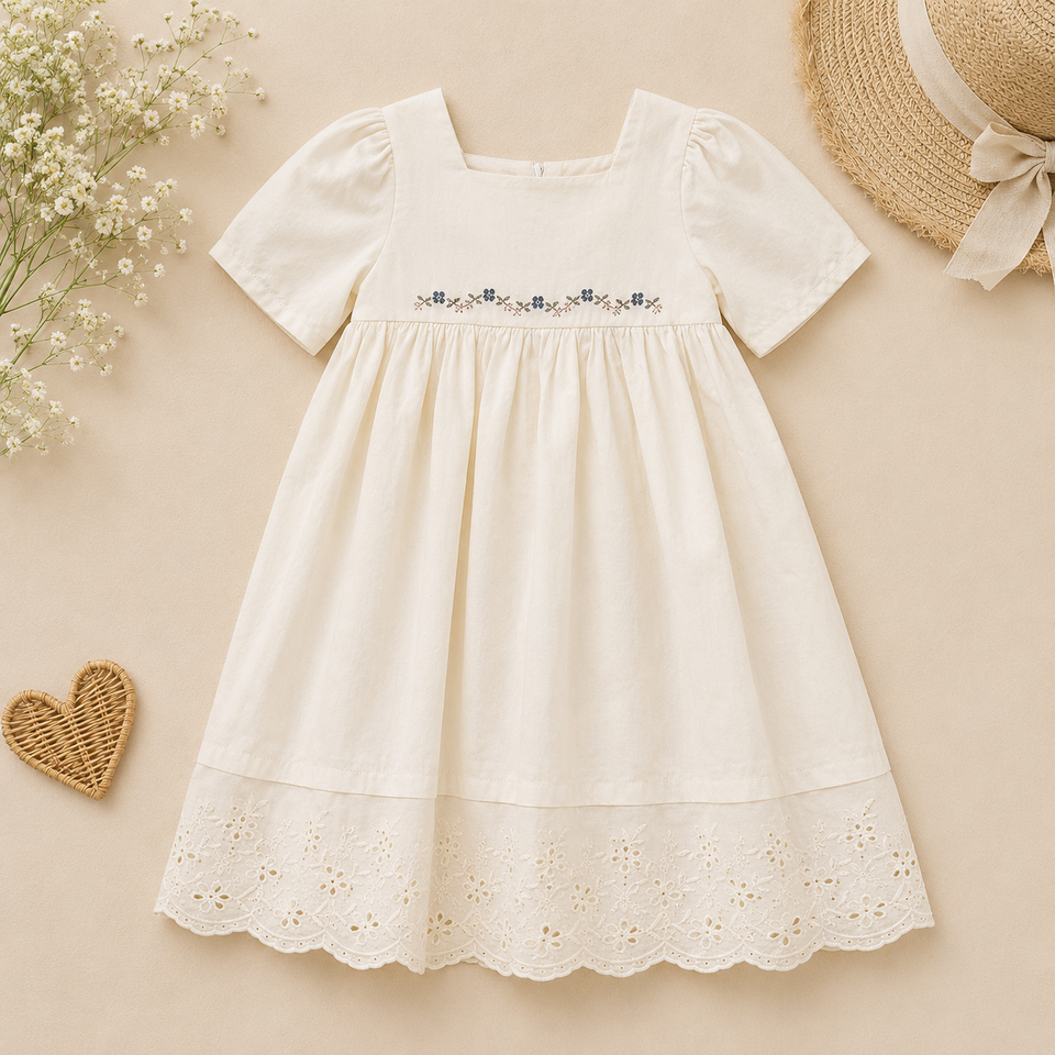 Lace Stitching Dress – Eleganz & Komfort – Spitze & Stickereien