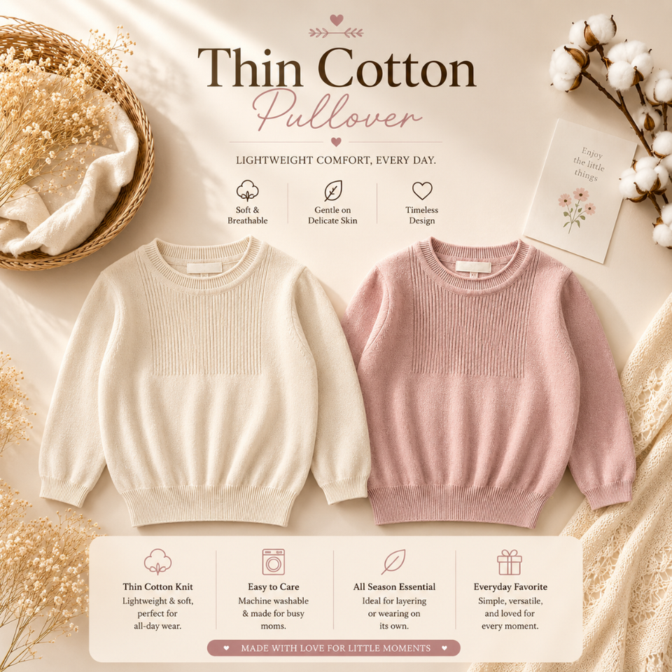 Thin Cotton Pullover – Licht & Komfort – Gestrickter Kinderpullover