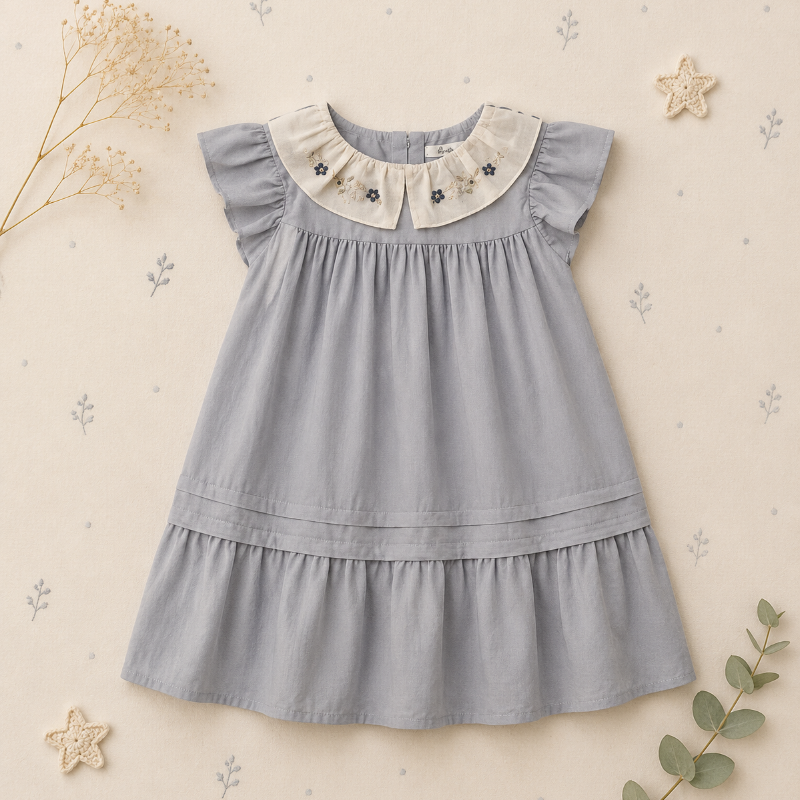 Princess Dress – Stilvoll & bequem – Kleid mit besticktem Kragen