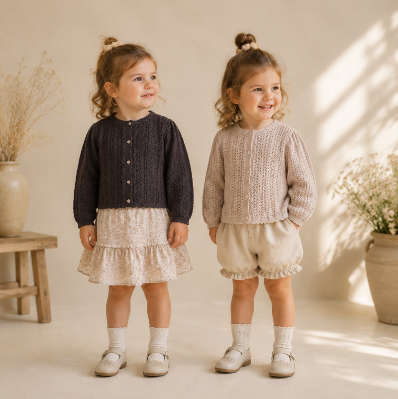 Buttoned Cardigan – Weich & bequem – Gestrickte Kinderweste