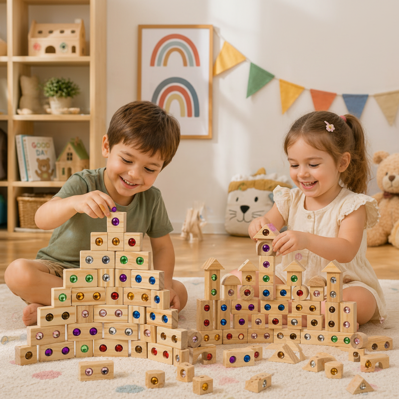 Rainbow Gem Stacking Blocks – Kreativ & lehrreich – Stapelblock-Set aus Holz