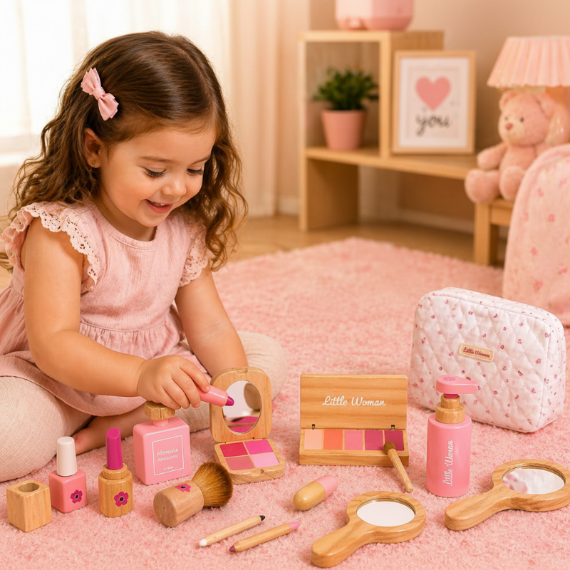 Wooden Makeup Play Set – Kreatives Spielen & Rollenspiele – Make-up-Set aus Holz