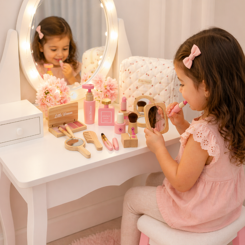 Wooden Makeup Play Set – Kreatives Spielen & Rollenspiele – Make-up-Set aus Holz