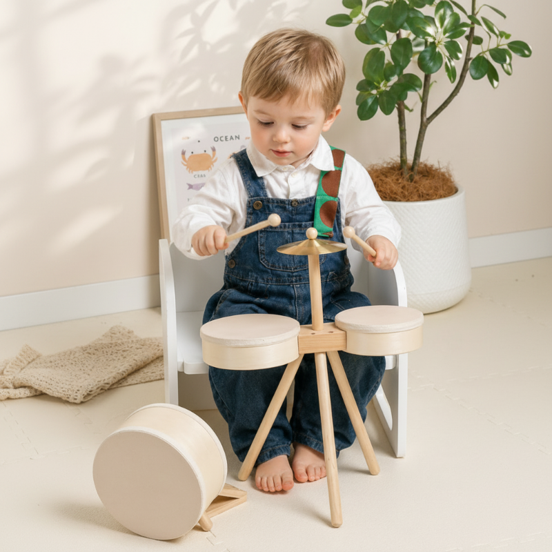 Kids Wooden Drum Toy – Musik & Kreativität – Trommel-Spielset