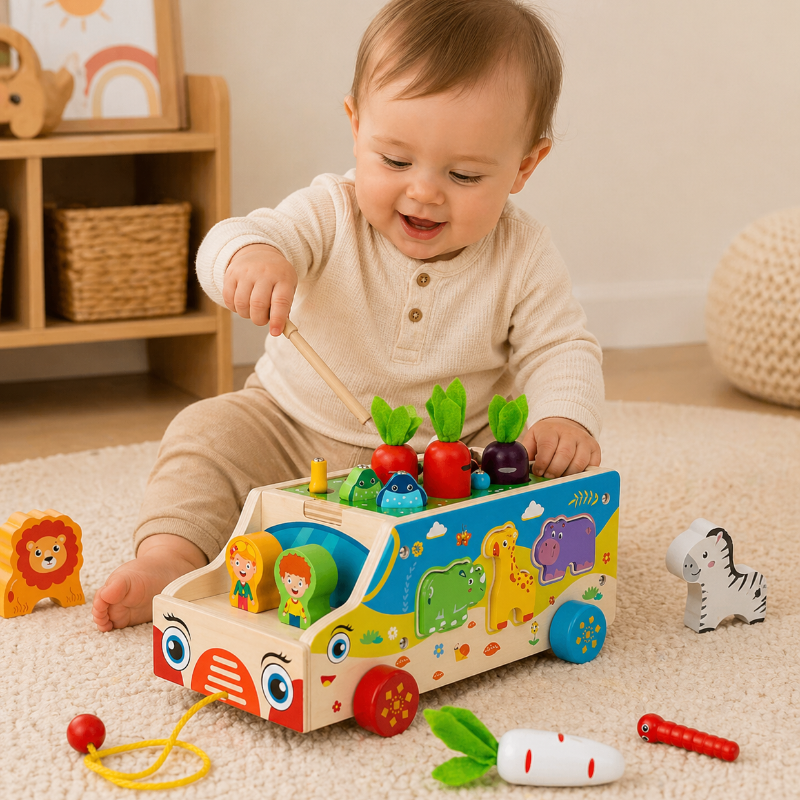 Montessori Animal Matching Toy – Lehrreich & interaktiv – Puzzle-Spielwagen