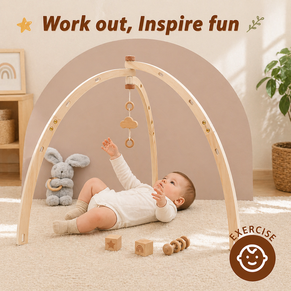 Wooden Baby Rattle Toy – Sinneserfahrung & Sicherheit – Baby-Gymnastik