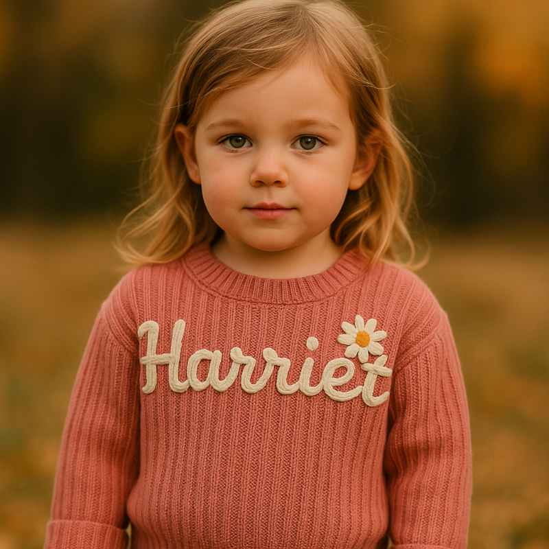 TinyStitch – Personalisierter Strickpullover mit Namen für Kinder