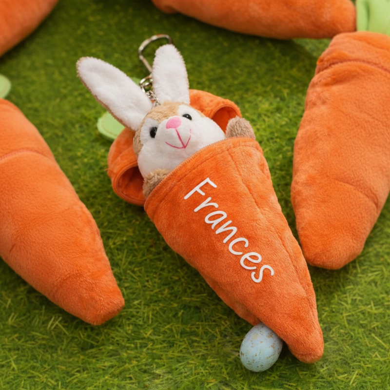 Personalized Bunny – Den ultimative påskegave – Plyskanin med gulerod og navn