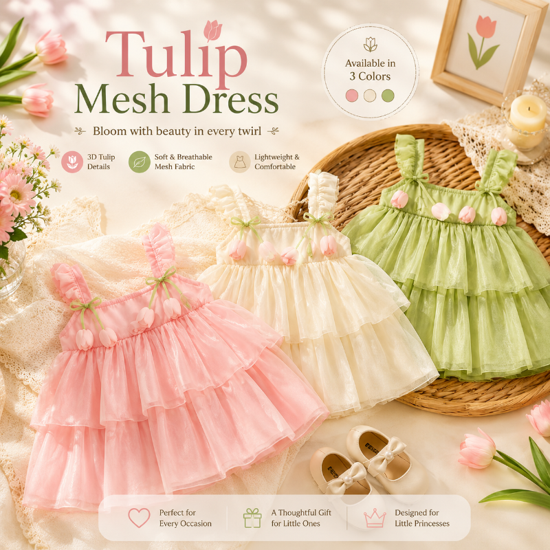 Tulip Mesh Dress – Elegant & Komfort – Kinderkleid