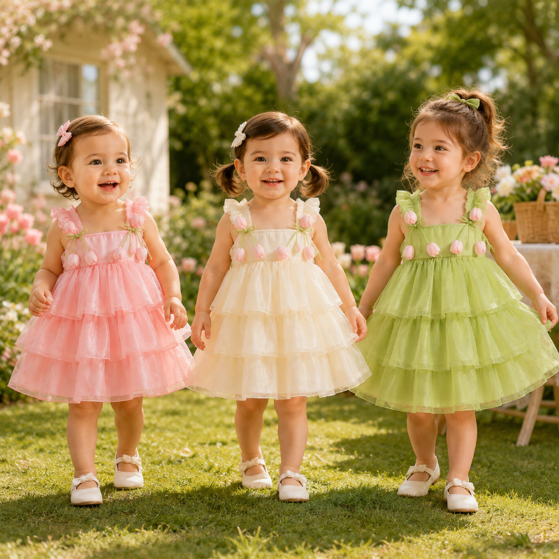 Tulip Mesh Dress – Elegant & Komfort – Kinderkleid