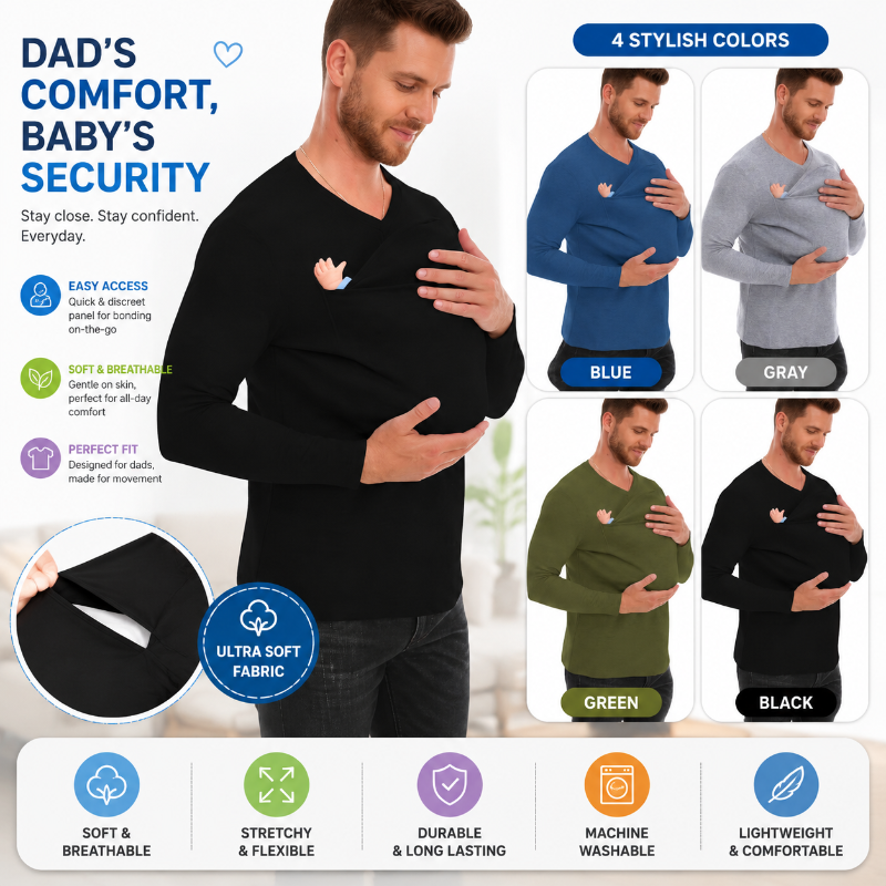 Kangaroo Pocket Shirt – Bequem & praktisch – T-Shirt-Babytrage für Männer