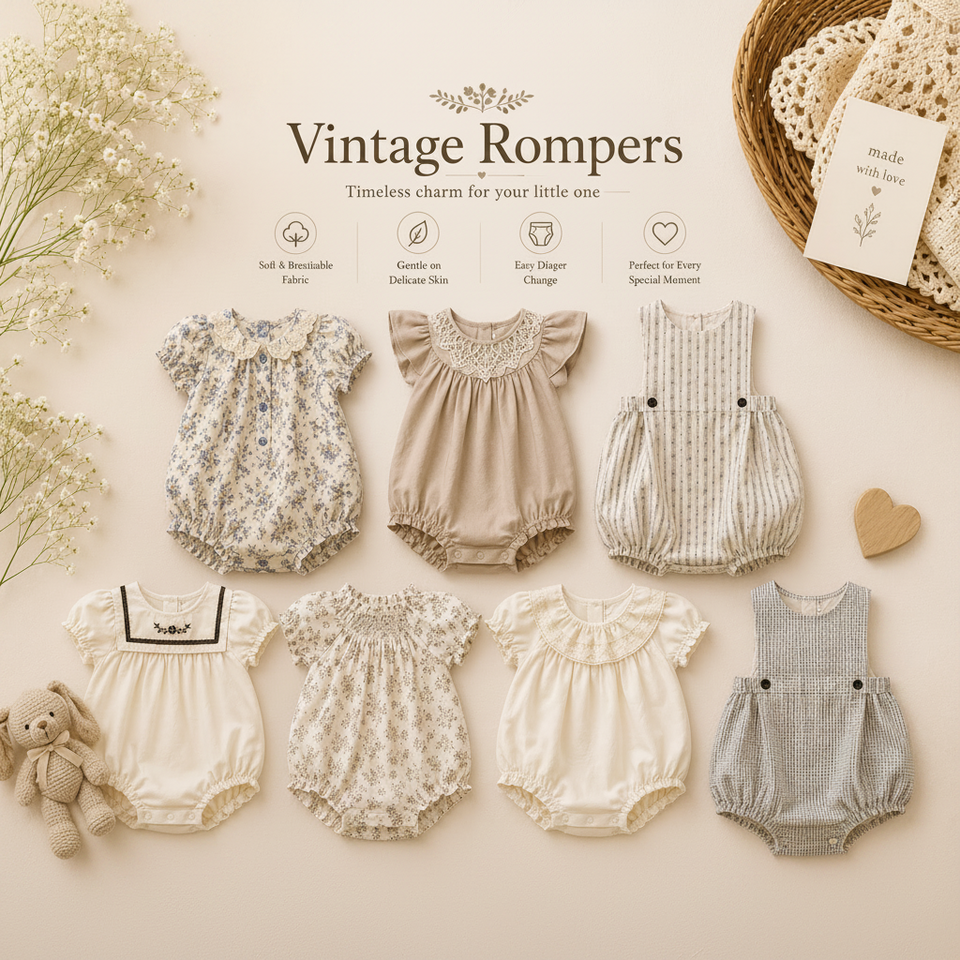 Vintage Rompers – Zeitlos & weich – Baby-Strampler