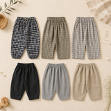 Plaid Cotton Pants – Leicht & atmungsaktiv – Lässige Hose im Ballon-/Harem-Stil