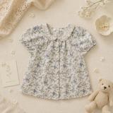 Vine Print Blouse – Let og sød – Børnebluse med pufærmer