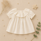 Ruffle Collar Top – Elegant und bequem – Oberteil mit dekorativem Kragen und Puffärmeln
