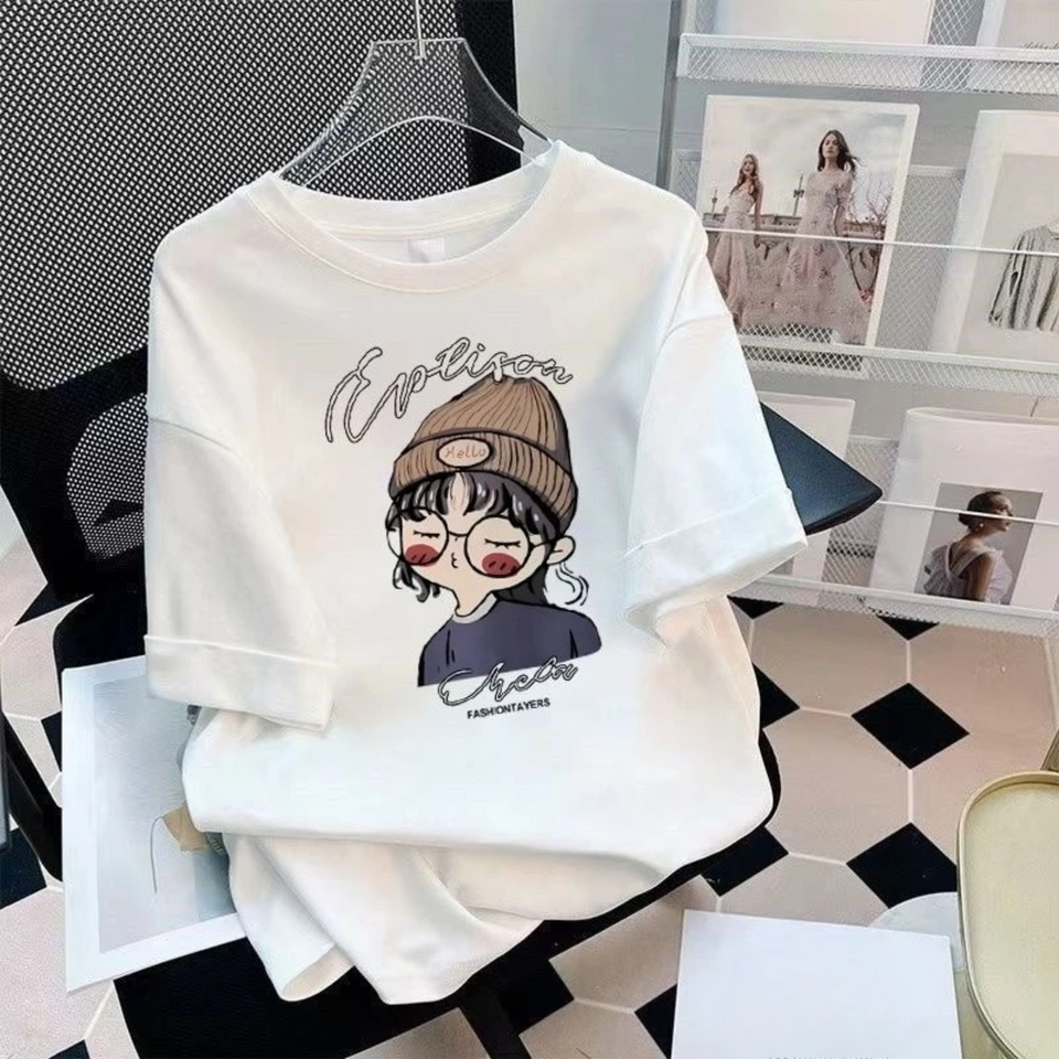 CuteStyle – Trendig & bequem – T-Shirt mit übergroßem Cartoon-Aufdruck
