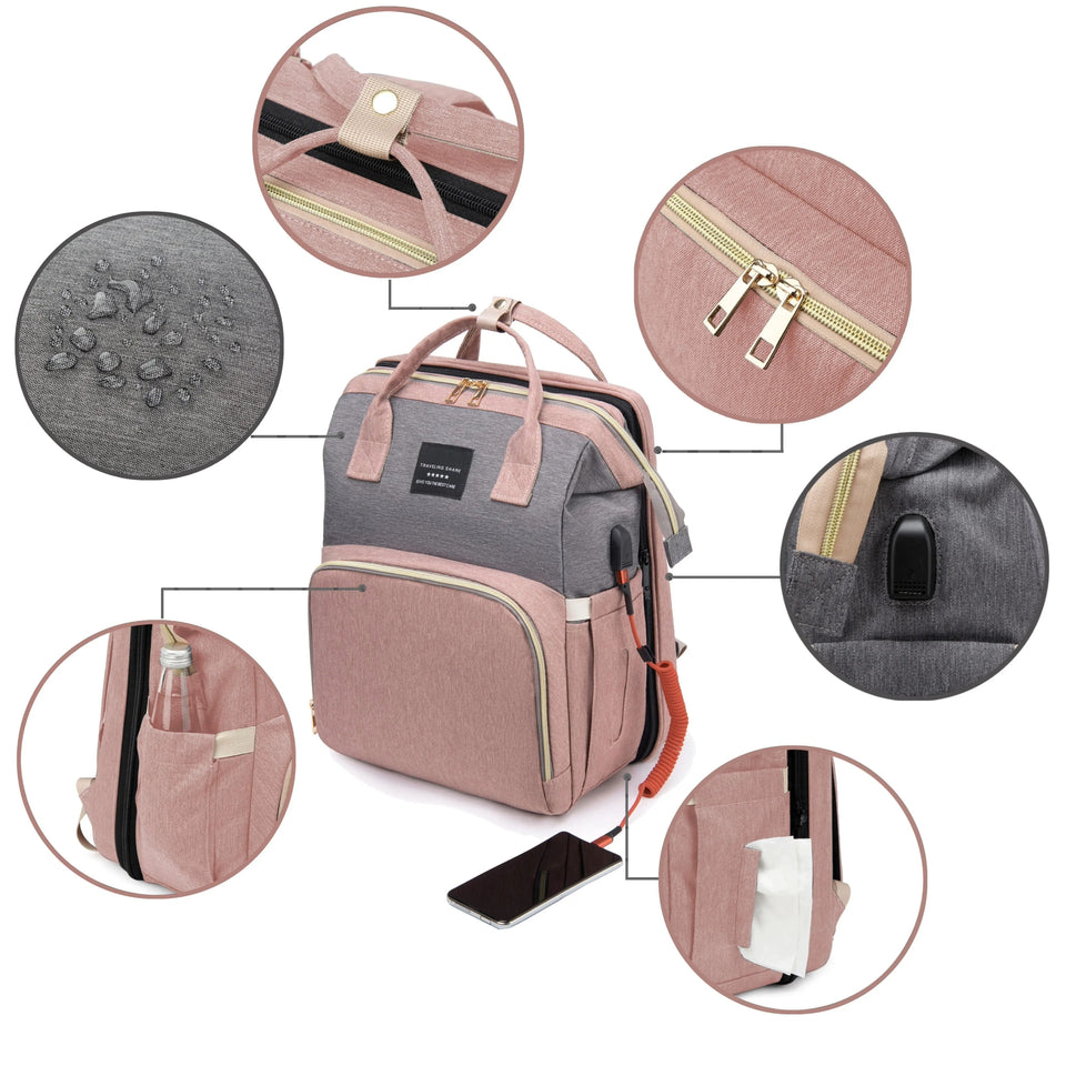 Nuvella Baby – Immer vorbereitet – Multifunktionale Wickeltasche mit Bettchen