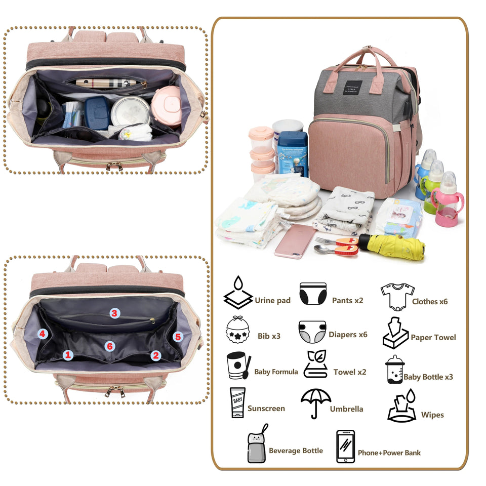 Nuvella Baby – Immer vorbereitet – Multifunktionale Wickeltasche mit Bettchen