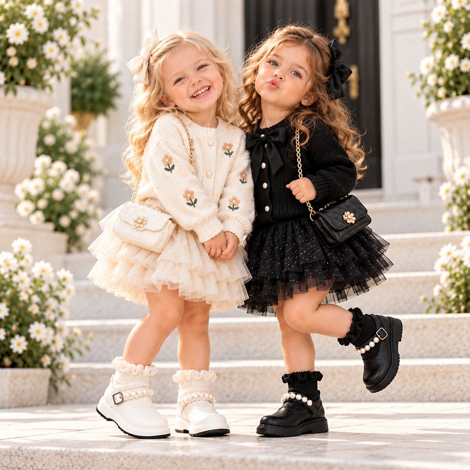 PearlCharm – Elegant & niedlich – Kinder-Stiefeletten mit Perlenverzierung