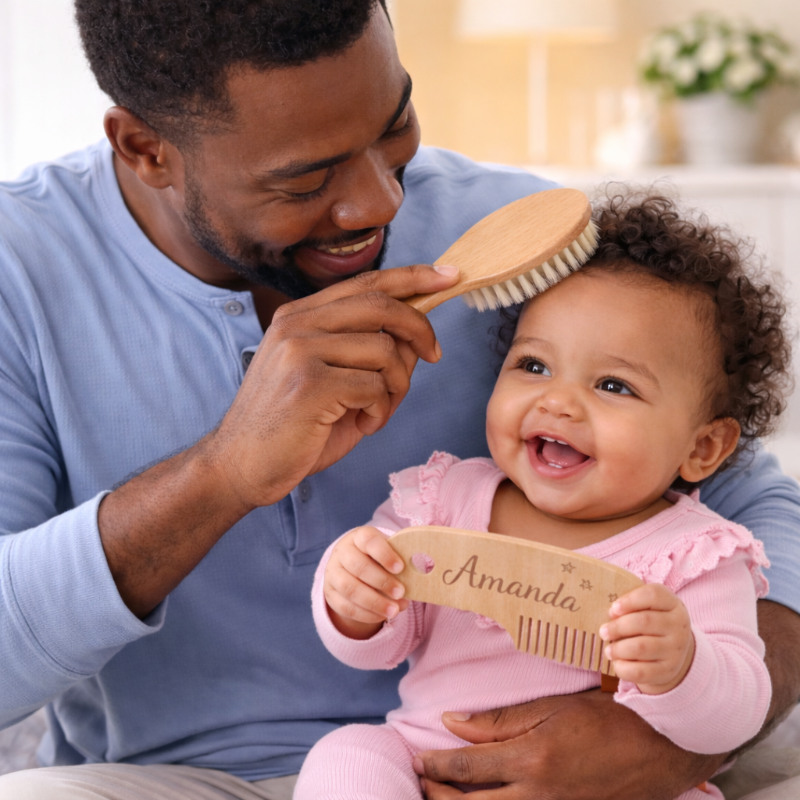 Personalized Hairbrush – Sanft & Einzigartig – Personalisiertes Baby-Haarbürsten-Set