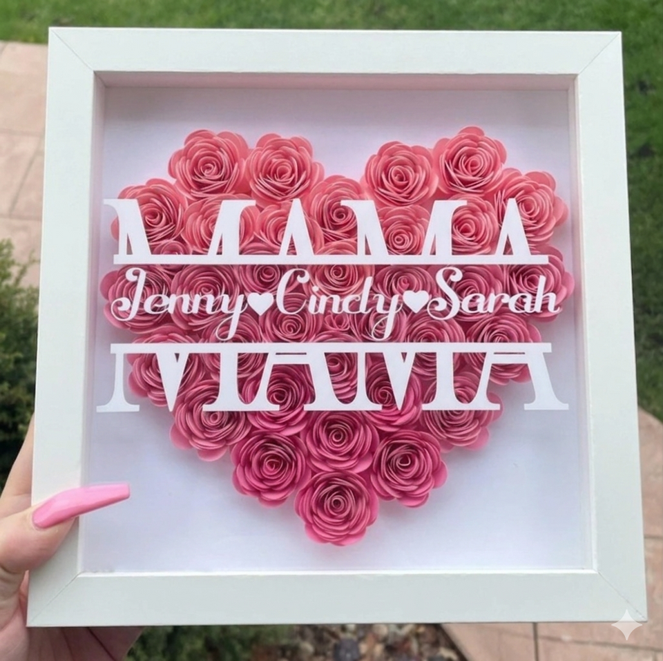 Personalized Rose Shadow Box – Einzigartiges Muttertagsgeschenk – Personalisierte Rosen-Schattenbox