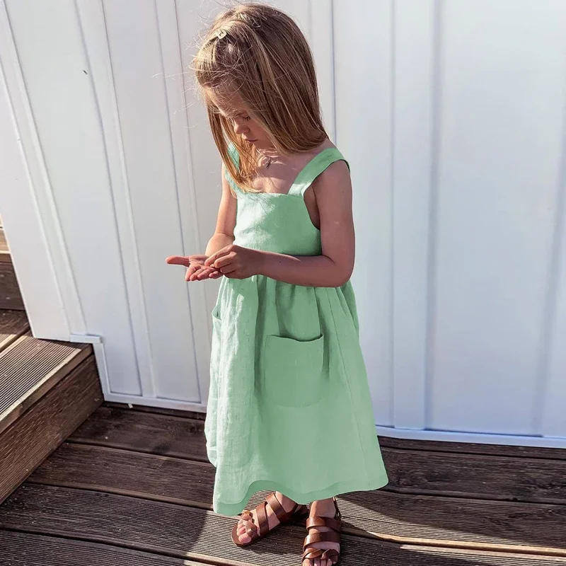BloomGrace – Niedlich & bequem – Kinderkleid mit Schleife und verstellbaren Trägern