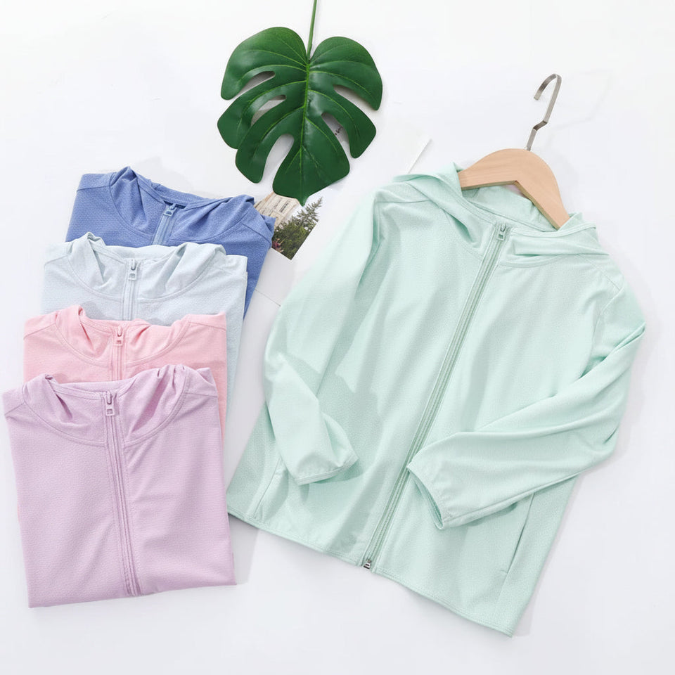 SunnyShield – Leicht & Schützend – UV-schützende Kinderjacke mit Kapuze