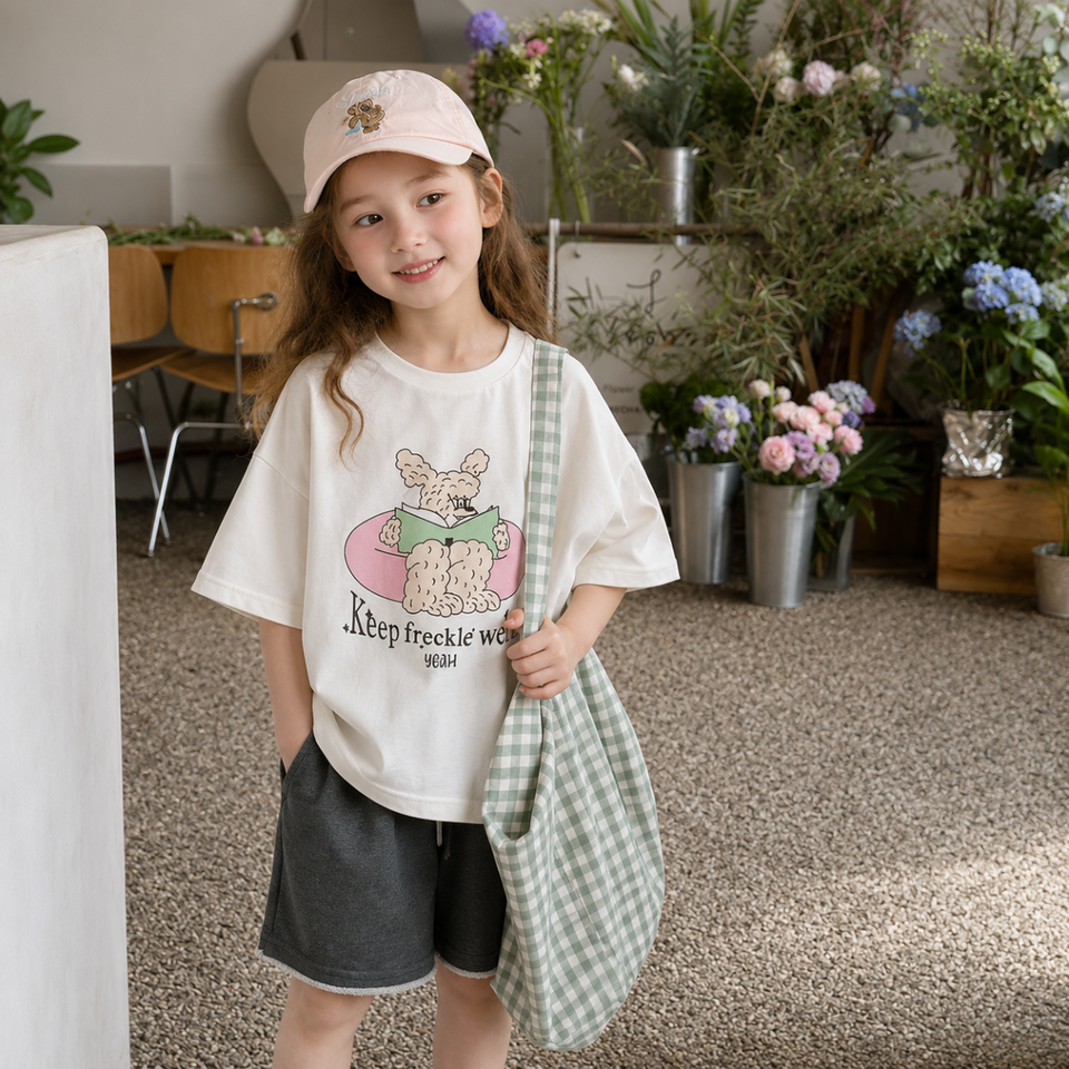 SunnyKids – Bequem & niedlich – Oversize-T-Shirt mit Cartoon-Aufdruck