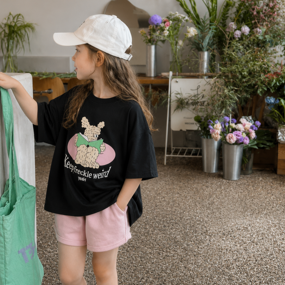 SunnyKids – Bequem & niedlich – Oversize-T-Shirt mit Cartoon-Aufdruck