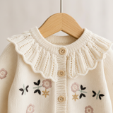FloraKnit – Warm & modisch – Gestrickte Strickjacke mit Blumenmotiven