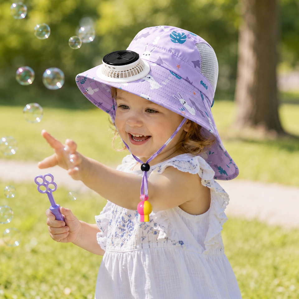 HappyShade – Sonnenschutz & Kühlung – Sommerhut für Kinder mit Ventilator