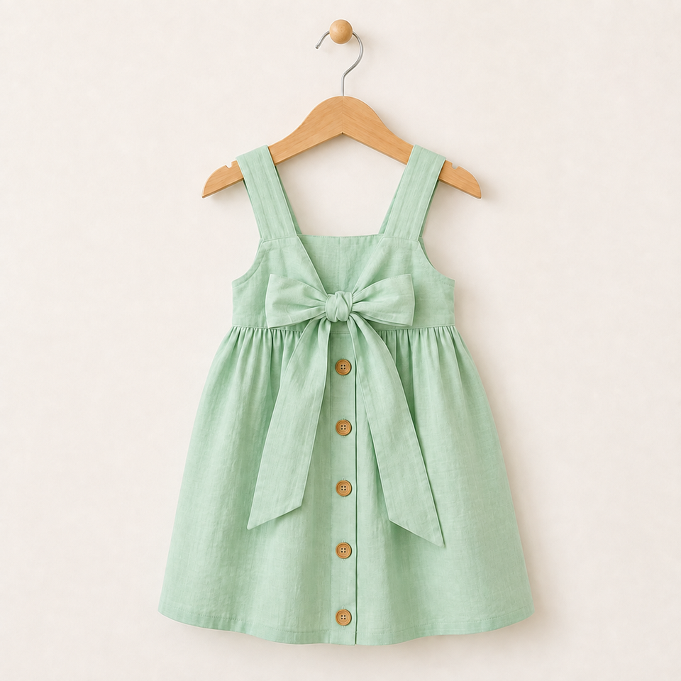 BloomGrace – Niedlich & bequem – Kinderkleid mit Schleife und verstellbaren Trägern