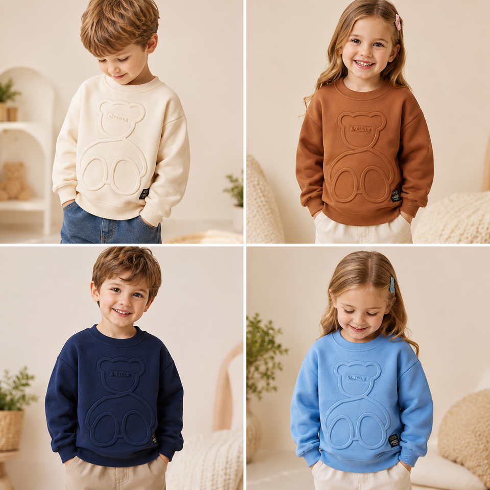 LittleCloud – Bequem & Gemütlich – Pullover mit 3D-Bärenmotiv