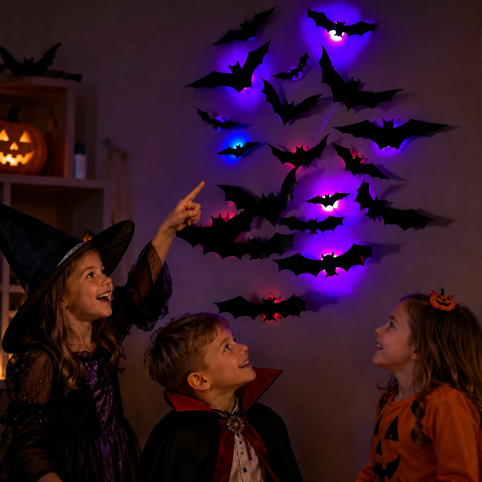 SpookyGlow – Gruselig & stimmungsvoll – LED-Wanddekoration „Halloween-Fledermaus“