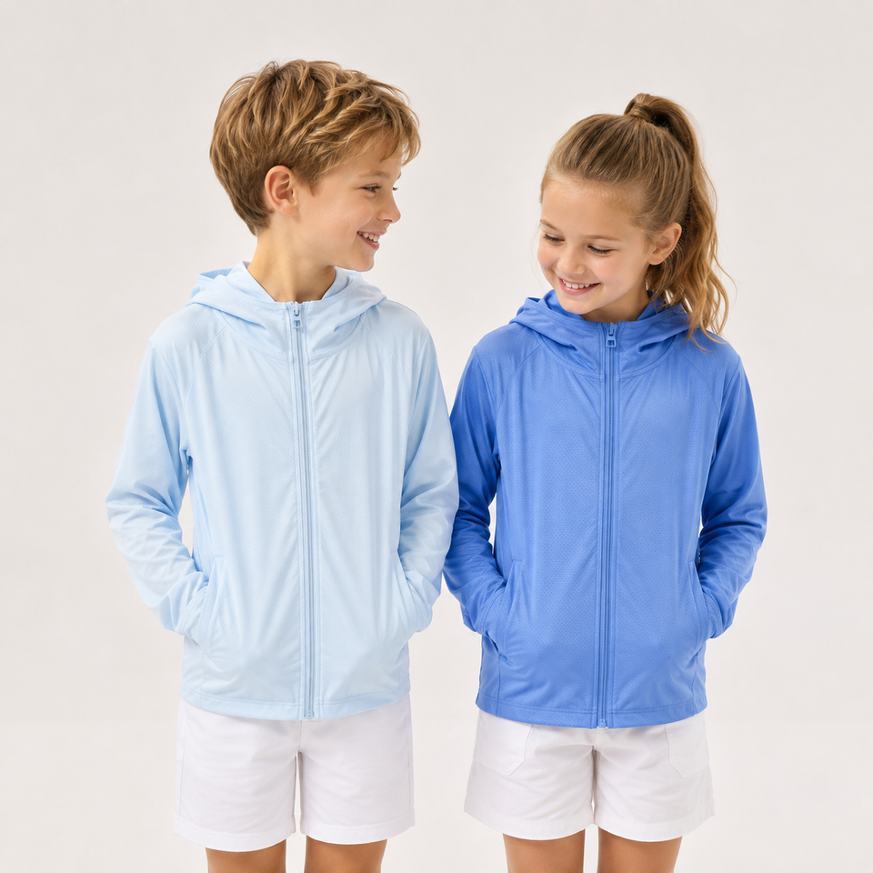 SunnyShield – Leicht & Schützend – UV-schützende Kinderjacke mit Kapuze