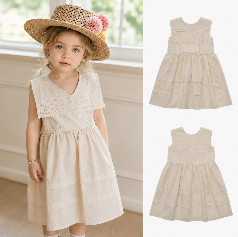 Sleeveless Dress – Elegant & bequem – Kleid mit Spitzenkragen