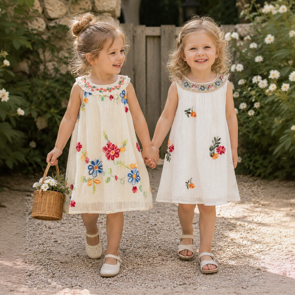 MiniFlora – Leicht und bezaubernd – Besticktes Kleid für kleine Mädchen