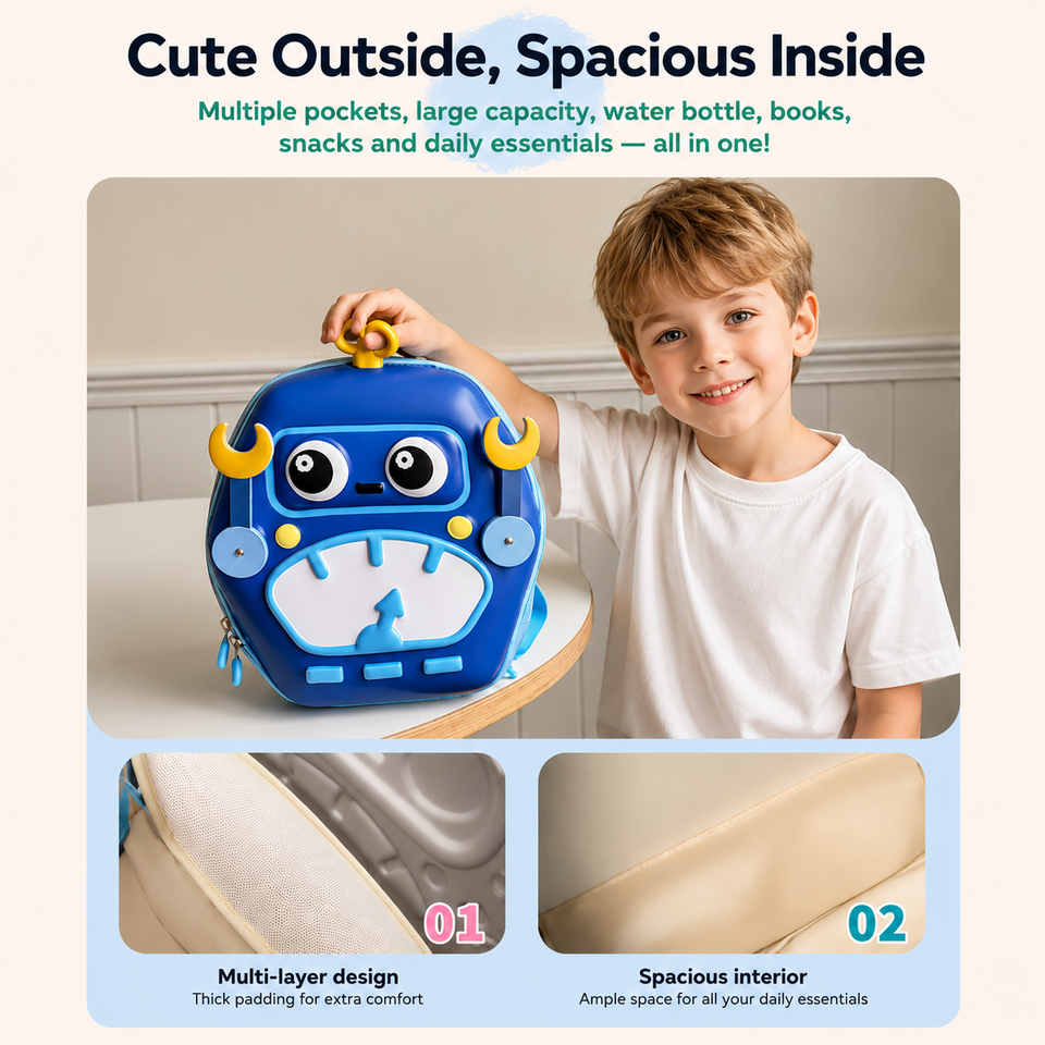 MiniBot – Cool & praktisch – Kinderrucksack mit Roboter-Motiv