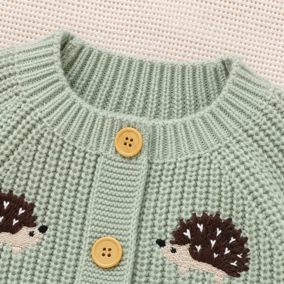 CozyHedge – Weich & warm – Gestrickter Baby-Strampler mit Igel-Motiv