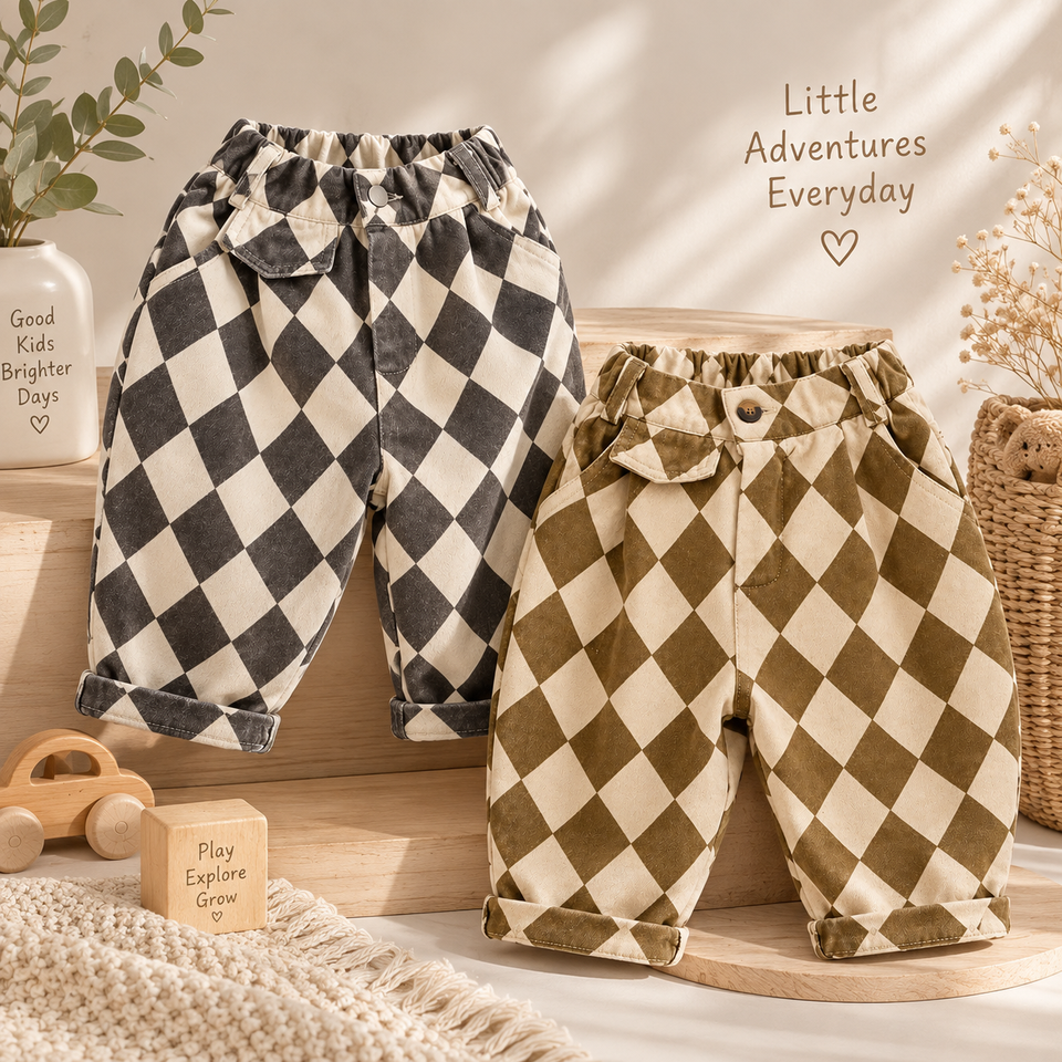 RetroBloom – Bequem & verspielt – Kinderhose mit Argyle-Muster