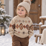 LittleRetro – Warm & stilvoll – Gestrickter Kinderpullover mit Rautenmuster