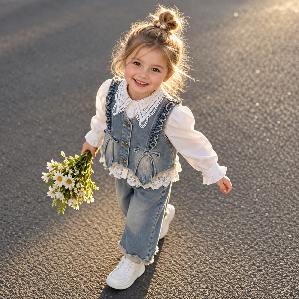 DenimBelle – Trendig & niedlich – 3-teiliges Kinderset aus Denim