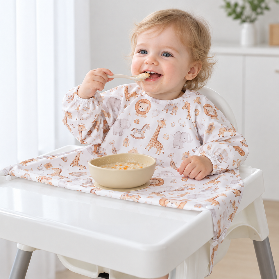 MessyFree – Wasserdicht & praktisch – Baby-Schürze mit langen Ärmeln
