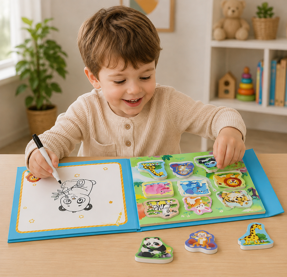 SmartMatch – Spielerisch & lehrreich – Magnetisches 2-in-1-Mal- und Rätselbuch