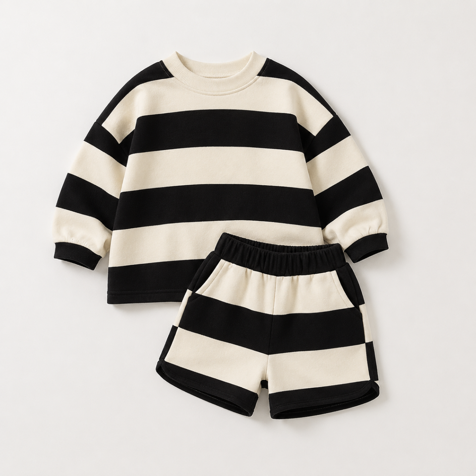 LittleStyle – Weich & bequem – Gestreiftes Comfy-Set aus Baumwolle