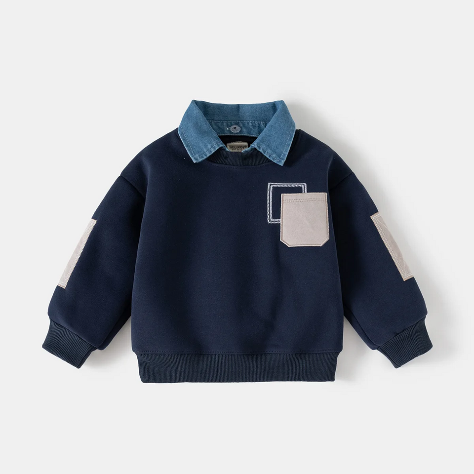 CoolJunior – Warm & stilvoll – Jungenpullover mit Jeanskragen