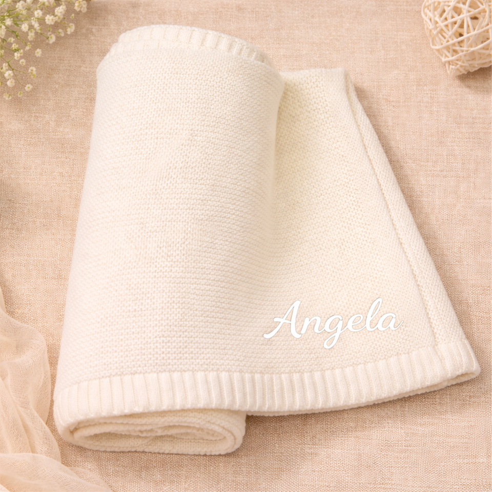 Personalized Baby Blanket – Weich & Einzigartig – Personalisierte, bestickte Baumwolldecke