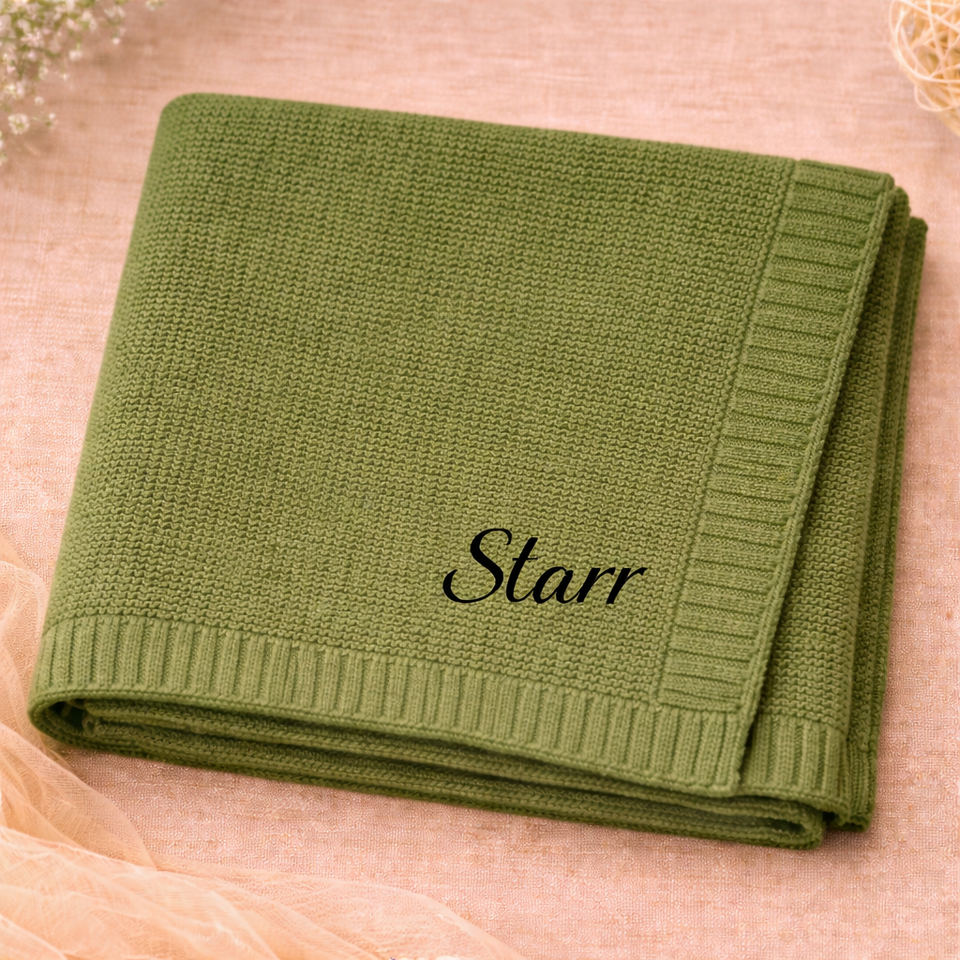 Personalized Baby Blanket – Weich & Einzigartig – Personalisierte, bestickte Baumwolldecke